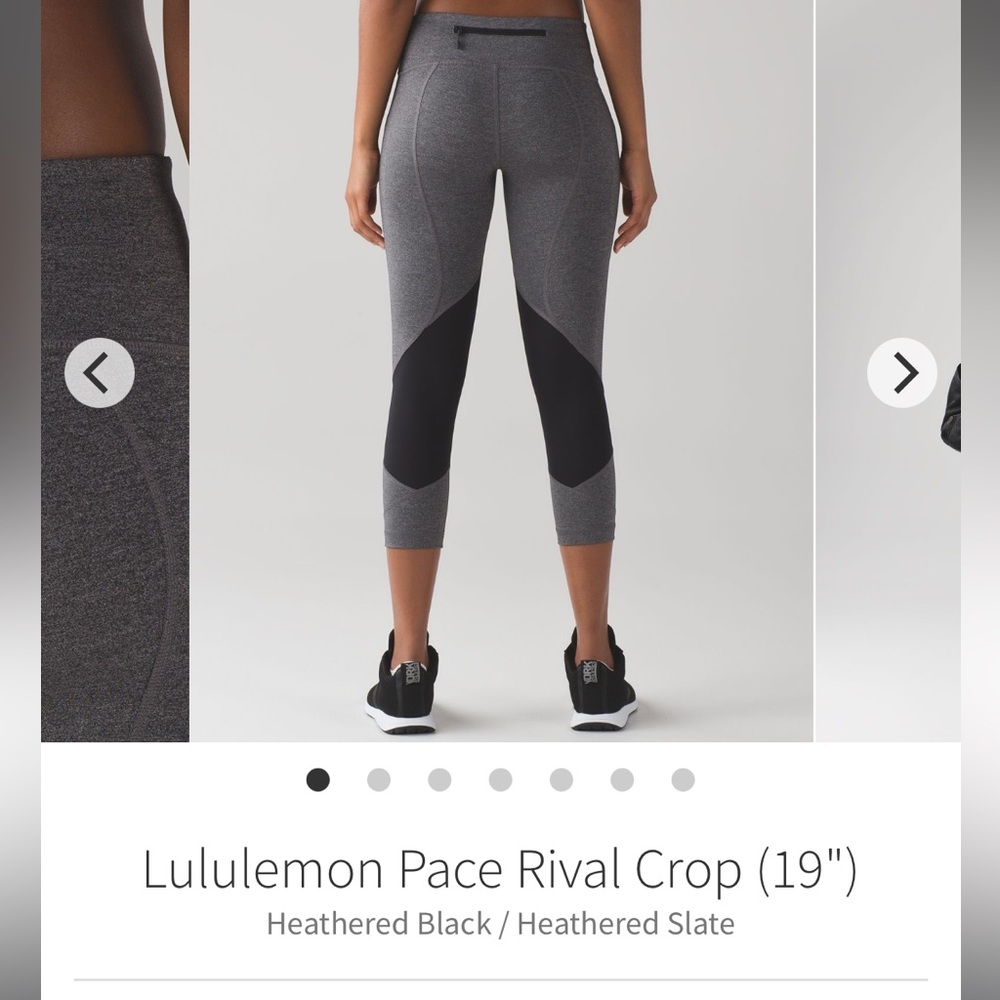 Lululemon Pace Rival Crop 19” Heathered Black/ Heathered Slate